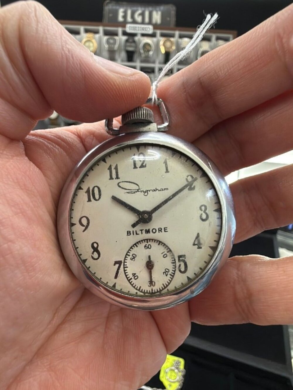 Ingraham Biltmore Pocket Watch Vintage 1940s American Mechanical Wind
